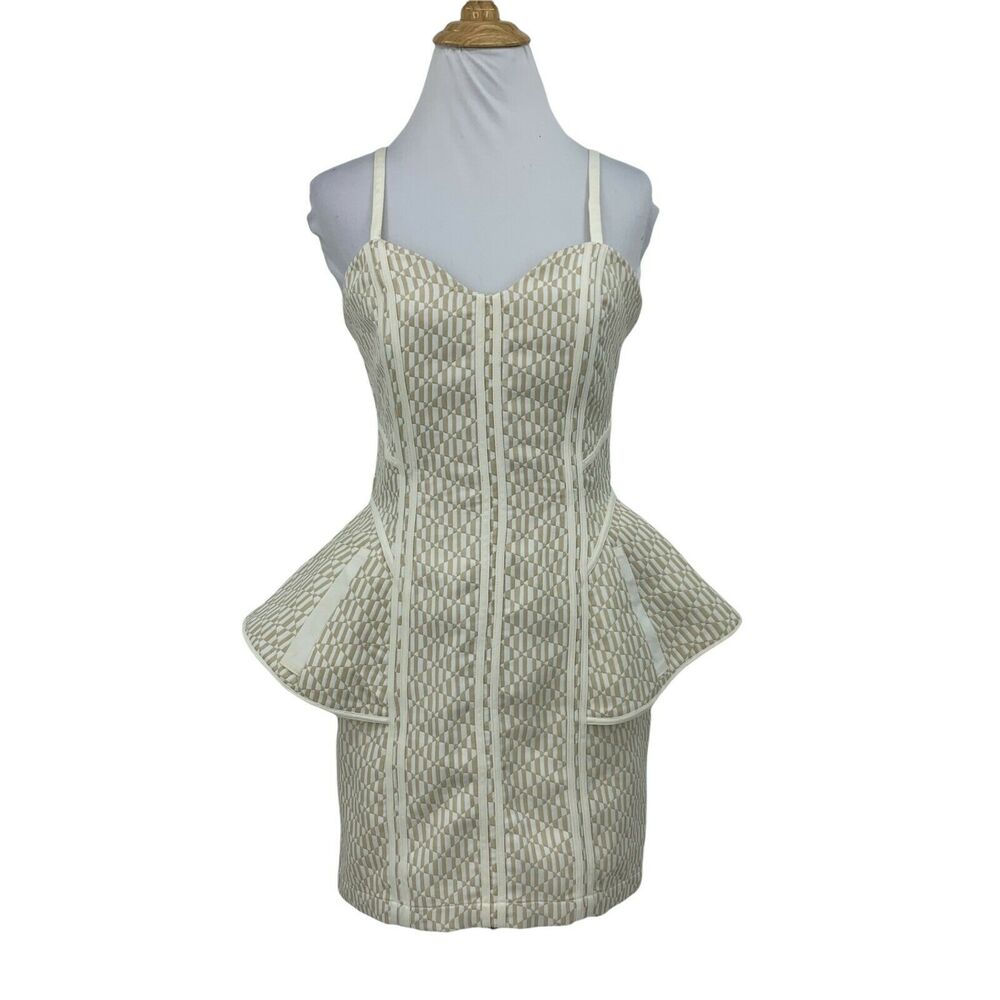Blessed Are The Meek Boa Pencil Dress Junior Size 1 Full Back Zip Peplum *READ